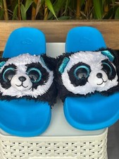 TY  'PANDA’' DESIGN BLUE SLIDERS'-SIZE:CHILD/YOUTH:5-EUR:38-WORN-FREE-POSTAGE