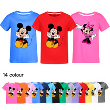 Kids Boys Girls Mickey Minnie Cartoon Cotton T-Shirt Casual Summer Mouse Tee Top