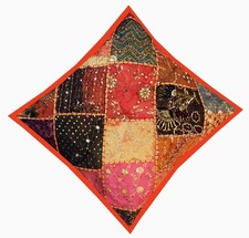 24" TRADITIONAL SARI BEADS SEQUIN THROW TOSS CUSHION PILLOW COVER CHRISTMAS GIFT