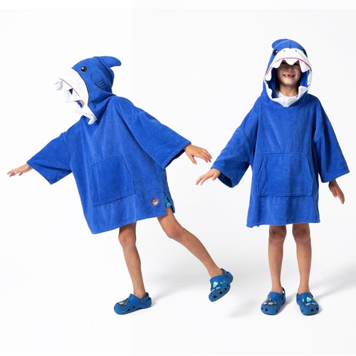 Kids shark hooded towel - shark,