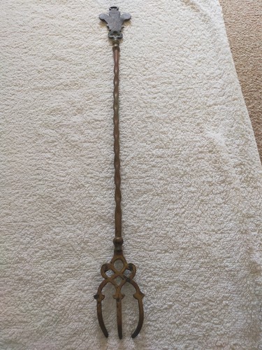 Antique brass toasting fork - antique,