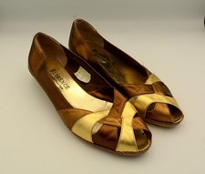 HB Shoes Florence Italy Bronze & Gold Leather Slip On Shoes Ladies UK6.5 EU39.5