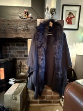 Faux Fur Trim Cape Wrap Coat