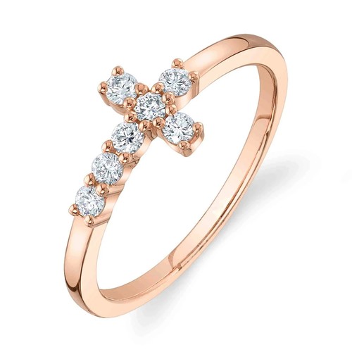 14k rose gold diamond - 14k, cross