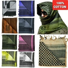 100% Cotton Shemagh Scarf Arab Army Tactical Desert Military Head Wrap Face Veil