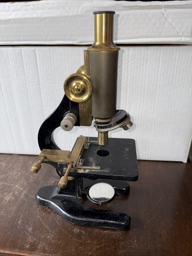 Antique brass microscope - microscope, c