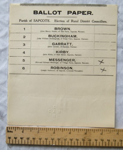 1922 ballot paper parish - 1922, of