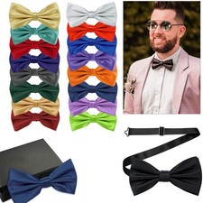 Classic Adjustable Pre-Tied Bow Tie for Men & Women Plain Dickie Bowtie Wedding