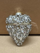 Gold Hinged Glass Heart Christmas Tree Decoration Premier NEW