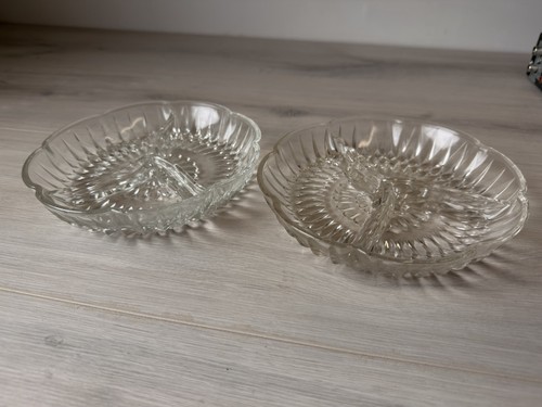 Pair vintage glass serving - pair,