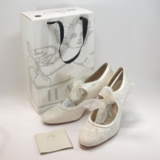 Hassall Wedding Heels UK 8 Cream Satin Embroidered Flowers [Lot A] Preloved