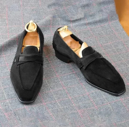 Handmade men black - men's, suede