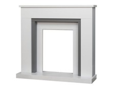 Adam Milan Fireplace in Pure White & Grey, 39 Inch