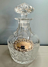 Crystal Decanter Royal Brierley Vintage Honeysuckle With Silver Brandy Plaque