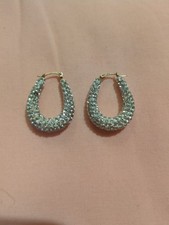 Vintage: Large 9ct Gold Diamante Creole Hooped Earring
