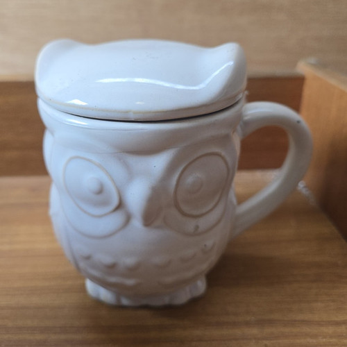White ceramic owl figural - owl,