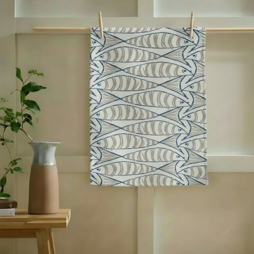 Cornish sardine tea towel - cornish,