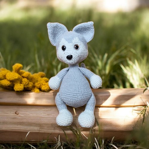 Handmade crochet little wolf - little,