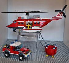 LEGO City 7206 Fire Helicopter & Truck Set Complete inc all 3 Minifigs & element