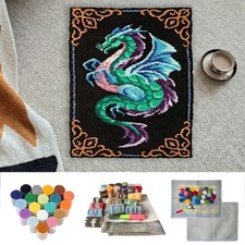 Home Flying Dragon Design Carpet DIY Latch Hook Set Rug Embroidery Material Pack