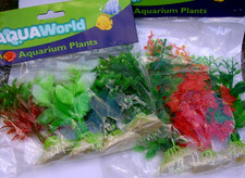Lot of 7 different artificial plants for AQUARIUM / 15 - 20 cm tall - unused