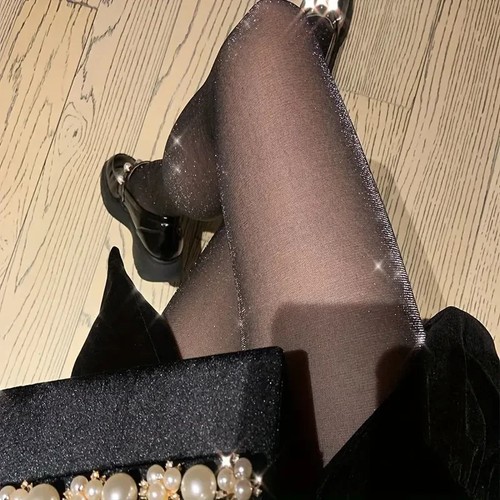 Shiny detail black tights - shiny,
