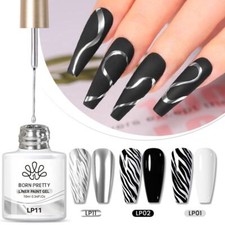Metallic Nail Liner Paint Gel Chrome Mirror Effect Silver Born Pretty UV/LED