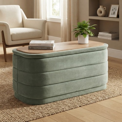 Velvet storage ottoman - velvet,