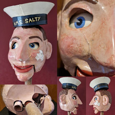 Very unusual scarce vintage Papier Mache Ventriloquist Dummy head! Circa 1940s