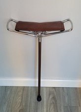 Gamebird Leather Shooting Stick Seat With Rubber Foot Boot Made in England