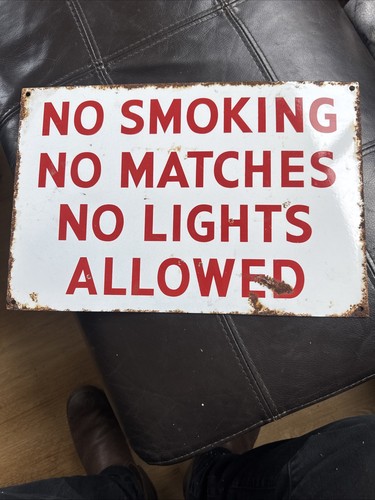 Vintage enamel smoking sign - vintage,