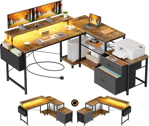 Shaped corner computer - computer, desk