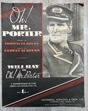 Rare 1937 Movie Sheet Music For Old Mr Porter With Will Hay-Gainsborough Picture