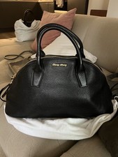 Miu Miu Half Moon Top Handle Bag Black Leather