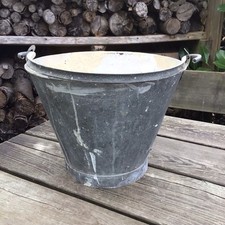 Old Vintage 8.75” Tall Galvanised Metal Bucket Planter - Watertight