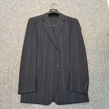 Versace Suit Mens 52R Navy Wool Striped Collection Vintage 2 Piece Retro Mod