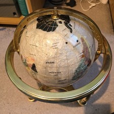 330mm Osbourne & Allen Mother of Pearl & Gemstone Globe with brass stand 