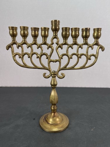 Vintage brass menorah - brass, sabbath