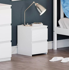 Denver 2 Drawer Bedside Chest (White), H: 40 X W: 29.5 X D: 29.5 Cm