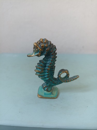Small brass seahorse sculpture - small,