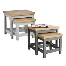 Nest of 2 Tables Coffee Occasional Side End Furniture 36mm Oak Top Nested Set