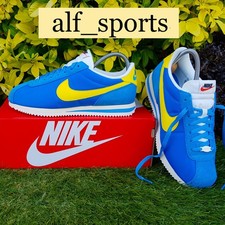 ❤ BNWB & Authentic Nike ® Cortez TXT Trainers in Blue & Yellow UK Size 9 EU 44