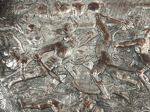 Embossed copper battle scene - copper,