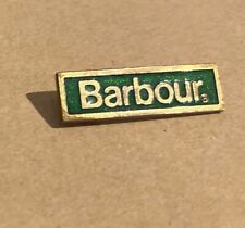 GENUINE VINTAGE LARGE BARBOUR PIN BADGE  / GREEN WITH GOLD WRITING