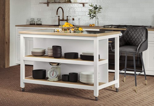 Open white kitchen - open, island