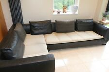Ligne Roset Feng corner sofa suite in black leather & fabric  RRP £14000 new