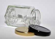 Hexagonal Jars Glass Jam Marmalade Honey Chutney 190ml with Lids