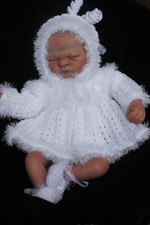 lillbees baby knitting pattern matinee coat, pants, bonnet booties  nb 0/3m  dk