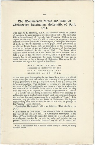 The monumental brass will of - monumental,