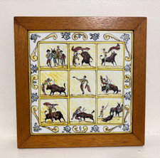 ANTIQUE SPANISH DELFT POTTERY PAINTED PICTORIAL TILE